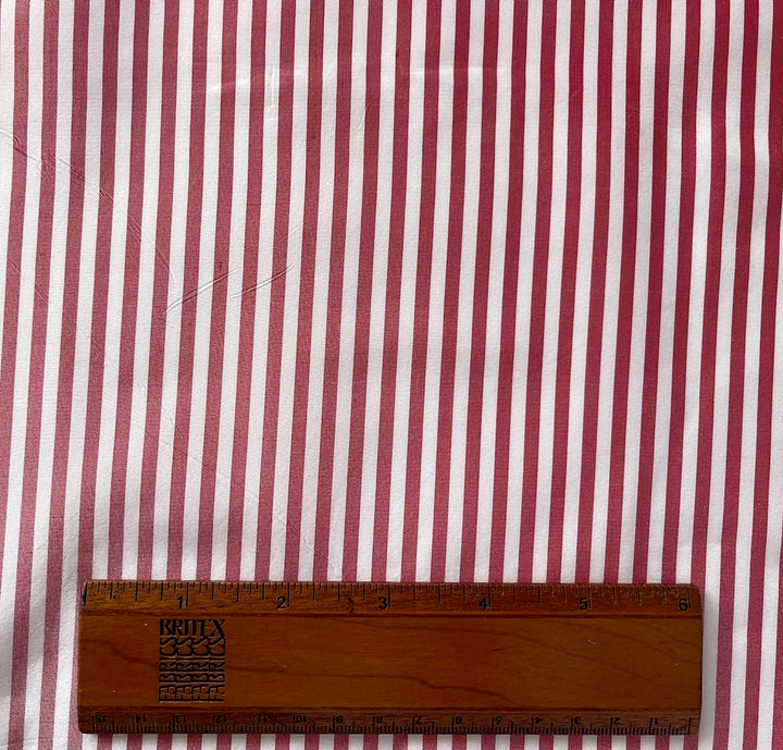 Red & White Candy Striped Crisp Silk Dupioni (Made in India)
