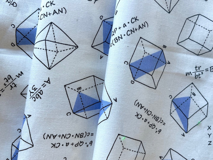 Cornflower Blue Mathematical Equations White Quilting Cotton (Made in Japan)