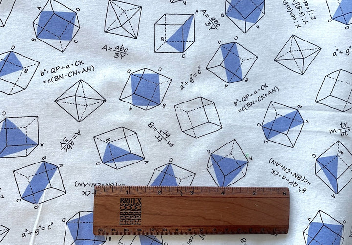 Cornflower Blue Mathematical Equations White Quilting Cotton (Made in Japan)