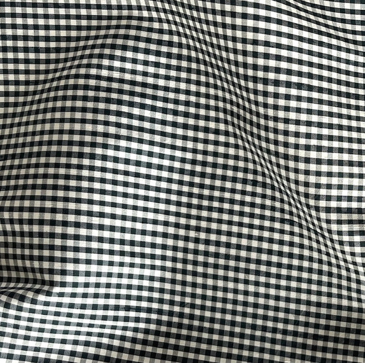 Black & White Micro-Checked Crisp Silk Dupioni (Made in India)