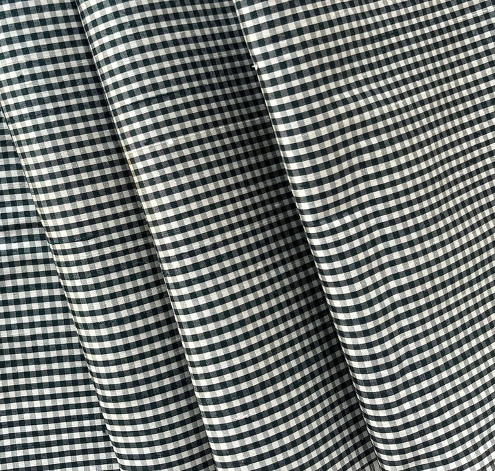 Black & White Micro-Checked Crisp Silk Dupioni (Made in India)