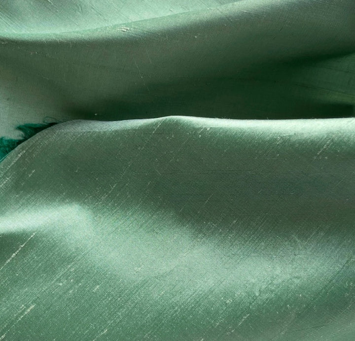 Iridescent Castleton Green & Celadon Silk Dupioni (Made in India)