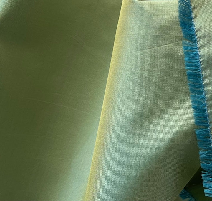 Iridescent Turquoise & Lemon Silk Taffeta (Made in India)