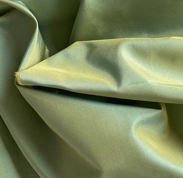 Iridescent Turquoise & Lemon Silk Taffeta (Made in India)