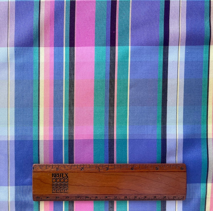 Marni Deep Cornflower Plaid Crisp Silk Broadcloth (Made in Italy)