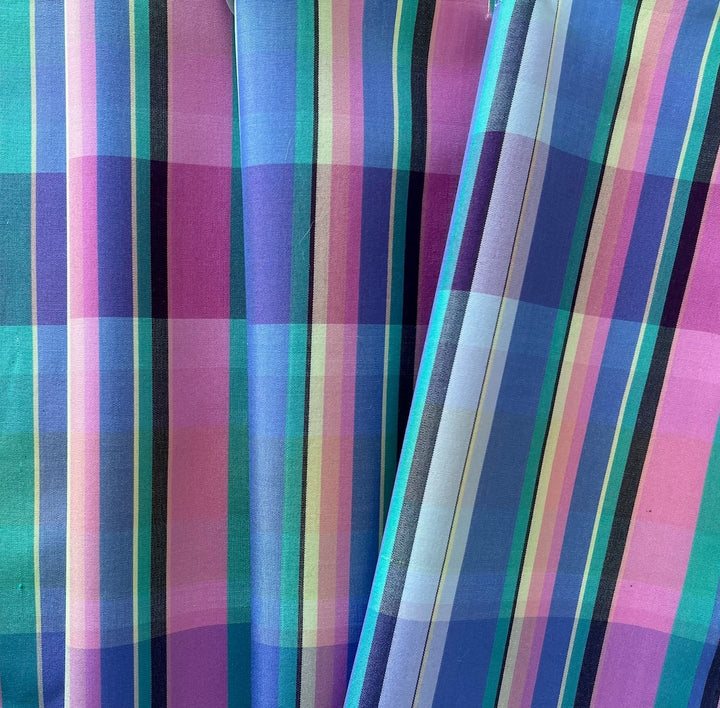 Marni Deep Cornflower Plaid Crisp Silk Broadcloth (Made in Italy)