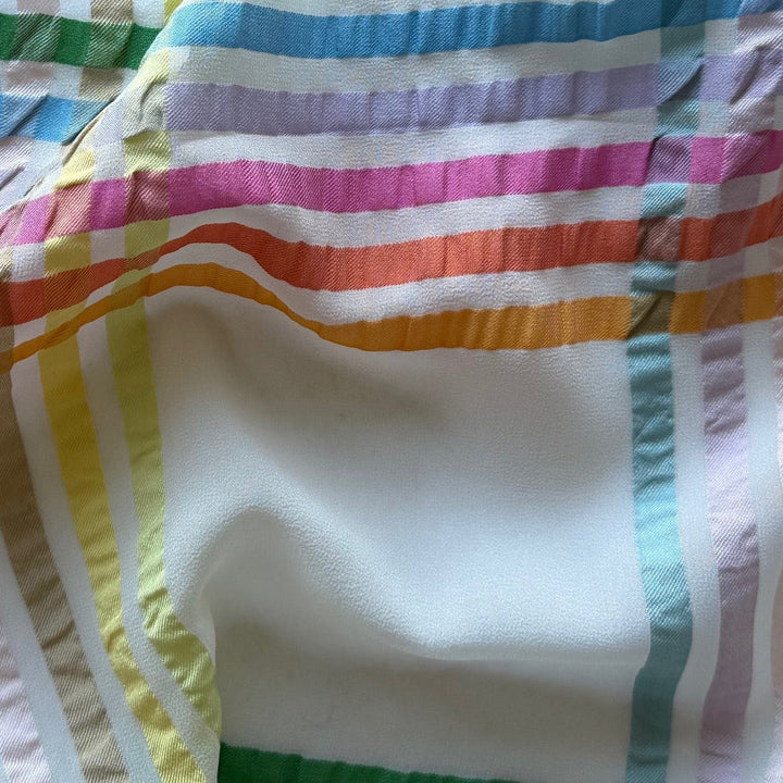 Semi-Sheer Bright Pastel Plaid Seersucker Silk Georgette (Made in Italy)