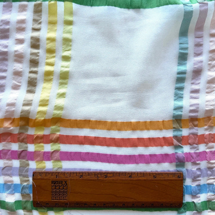 Semi-Sheer Bright Pastel Plaid Seersucker Silk Georgette (Made in Italy)