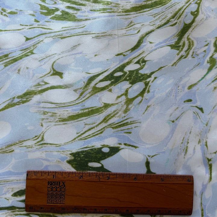 Florentine Marbled Sky & Limeade Crisp Silk Taffeta (Made in Italy)