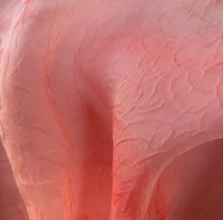 Semi-Sheer Coral Dreams Silk Jacquard Organza (Made in Italy)