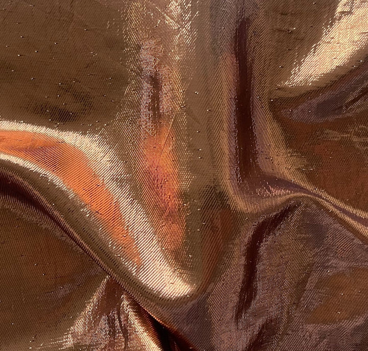 Semi-Sheer Gossamer Copper Penny Silk Blend Lamé (Made in Italy)