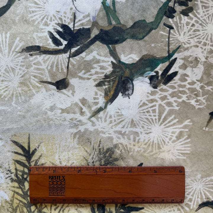 Luigi Verda Delicate Ghost Flowers Silk Mikado Crepe (Made in Italy)