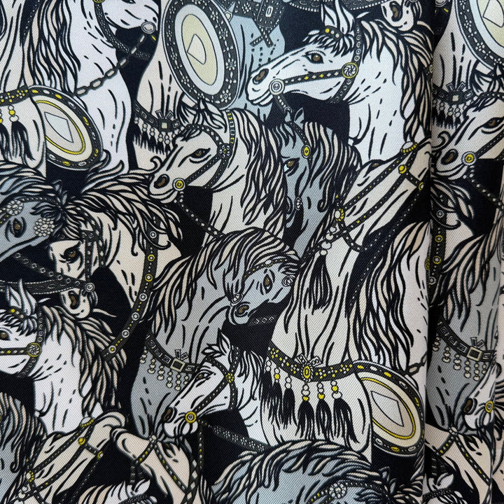 Frolicking Horse Herd Silk Twill (Made in Italy)