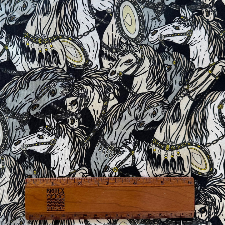 Frolicking Horse Herd Silk Twill (Made in Italy)