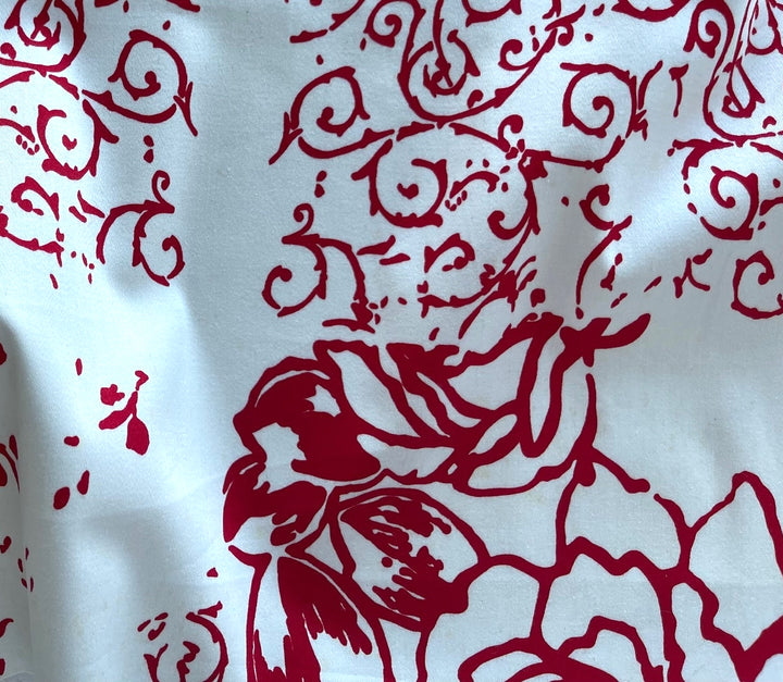 Mid-Weight Crimson Scrolls & Flowers Stretch Cotton Sateen (Made in Italy)