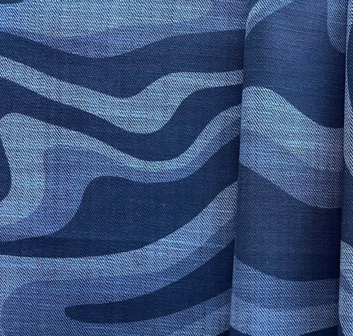 Mid-Weight Ocean Ripples Stretch Cotton Blend Denim Twill (Made in Italy)