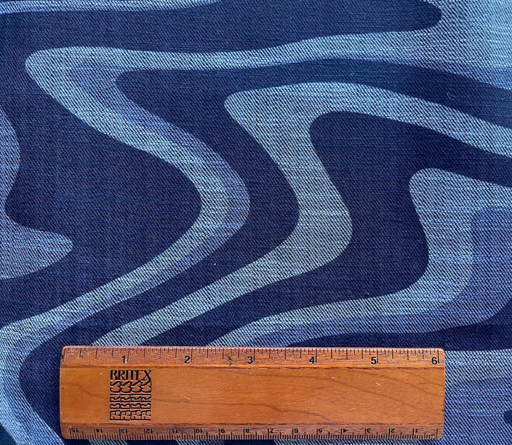 Mid-Weight Ocean Ripples Stretch Cotton Blend Denim Twill (Made in Italy)