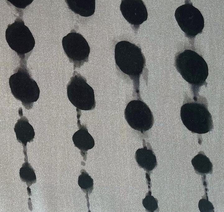 Mid-Weight Graduated Black Dots on Shadow Grey Stretch Cotton Blend Sateen (Made in Italy)