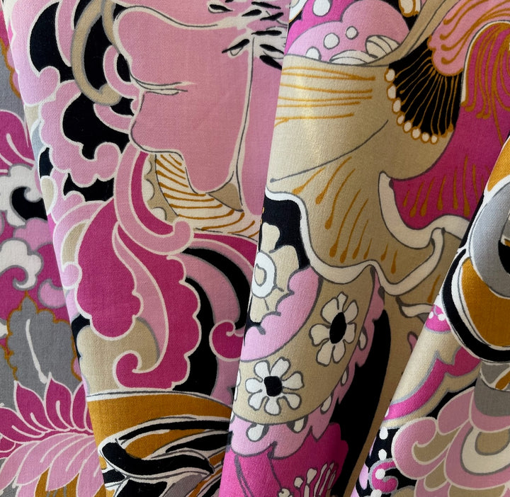 Lighter-Weight Psychedelic Bubblegum Pink Stretch Cotton Poplin (Made in Italy)