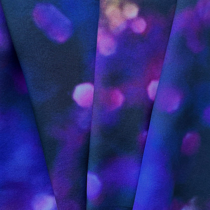 Magical Nighttime City Raindrops Silk Crepe de Chine (Made in Italy)