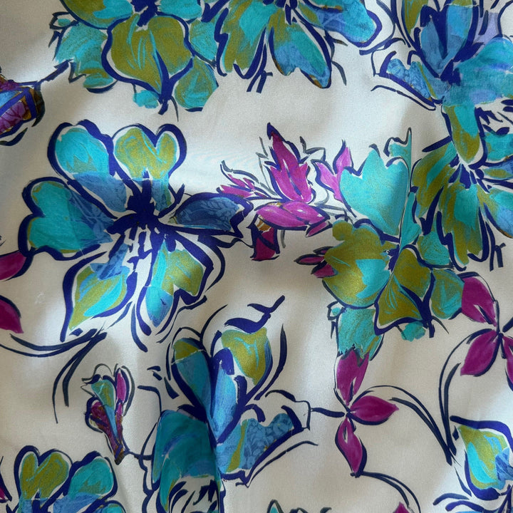 Aquamarine Summer Breeze Silk Habutai (Made in Italy)