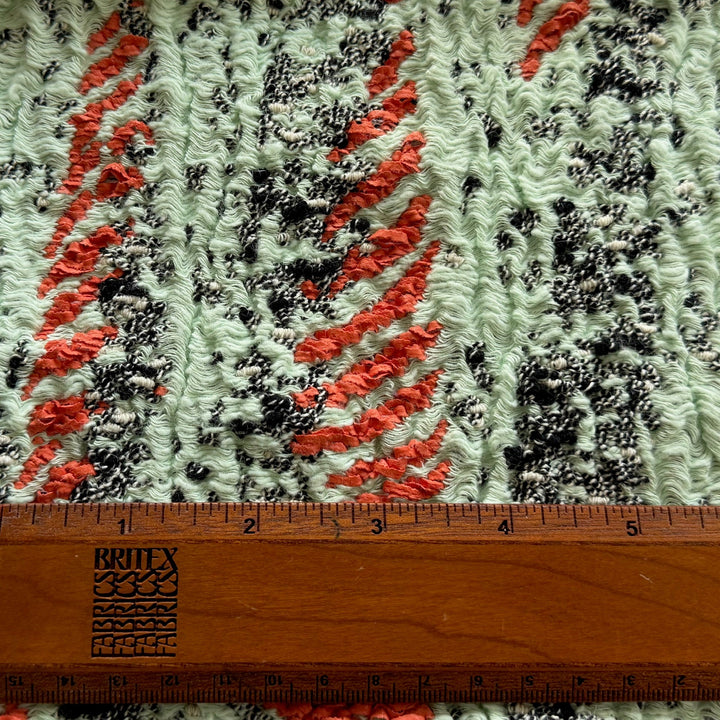 Couture Exquisite Mint & Coral Double-Sided Cotton Blend Bouclé (Made in Italy)