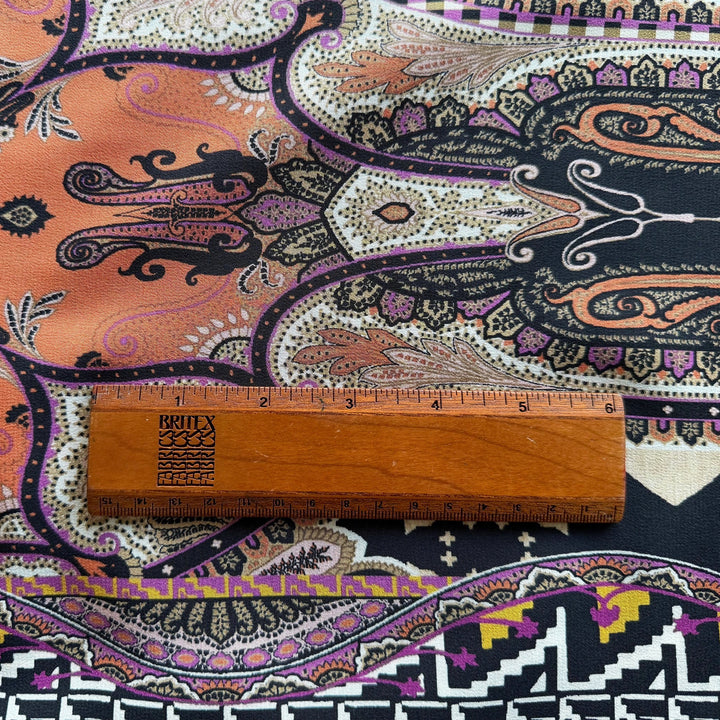 58" Panel - Etro Cantaloupe Kilim Silk Crepe De Chine (Made in Italy)