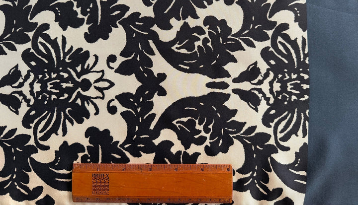 Double Border Print -  Handsome Midnight Navy Swirl Silk Twill (Made in Italy)