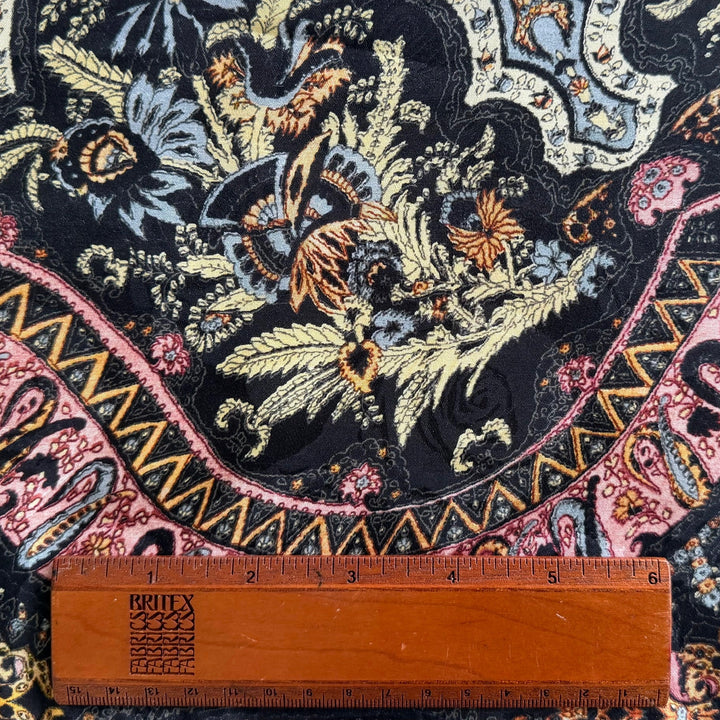 Etro Muted Baroque on Black Silk Blend Challis (Made in Italy)