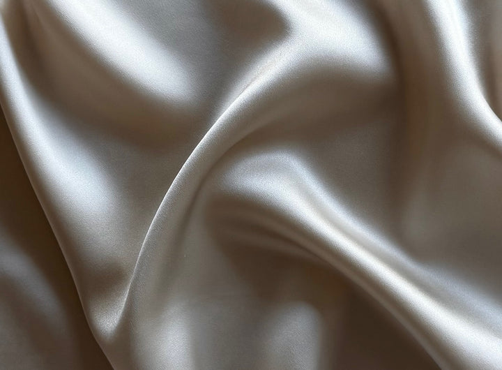 Cool Oyster Stretch Silk Satin Charmeuse (Made in Italy)