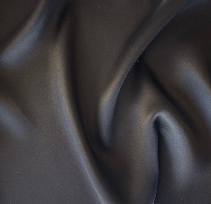 Gleaming Raven's Wing Silk Satin Charmeuse (Made in Italy)