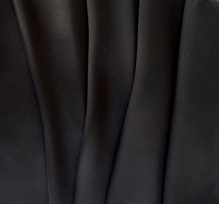 Gleaming Raven's Wing Silk Satin Charmeuse (Made in Italy)