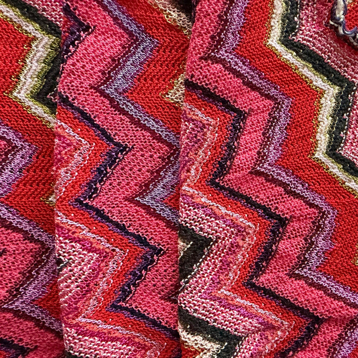 Designer Lighter-Weight Apple Cart Zig-Zag Cotton Blend Sweater Knit (Made in Italy)