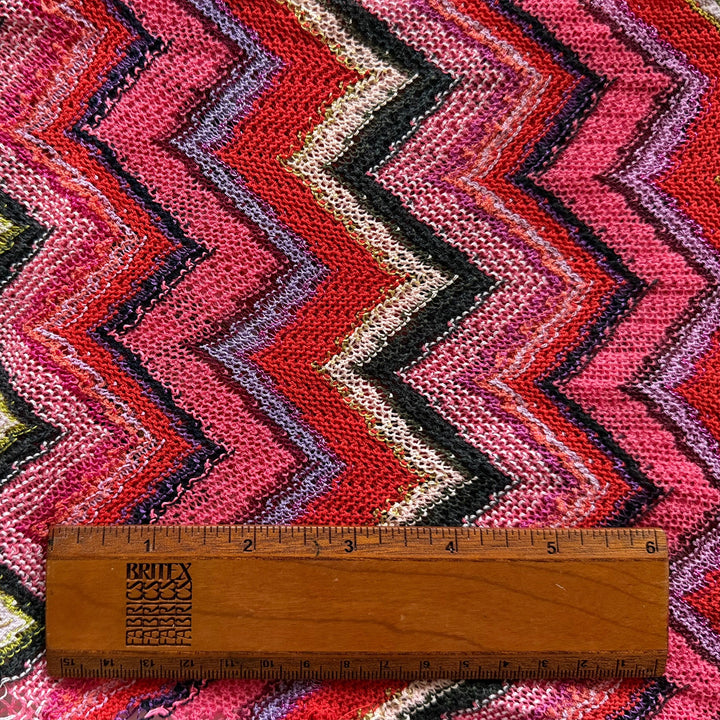 Designer Lighter-Weight Apple Cart Zig-Zag Cotton Blend Sweater Knit (Made in Italy)