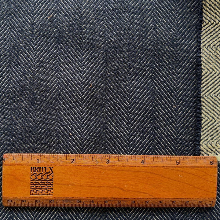 Mid-Weight Reversible Indigo & Camel Wool Blend Herringbone (Made in Italy)