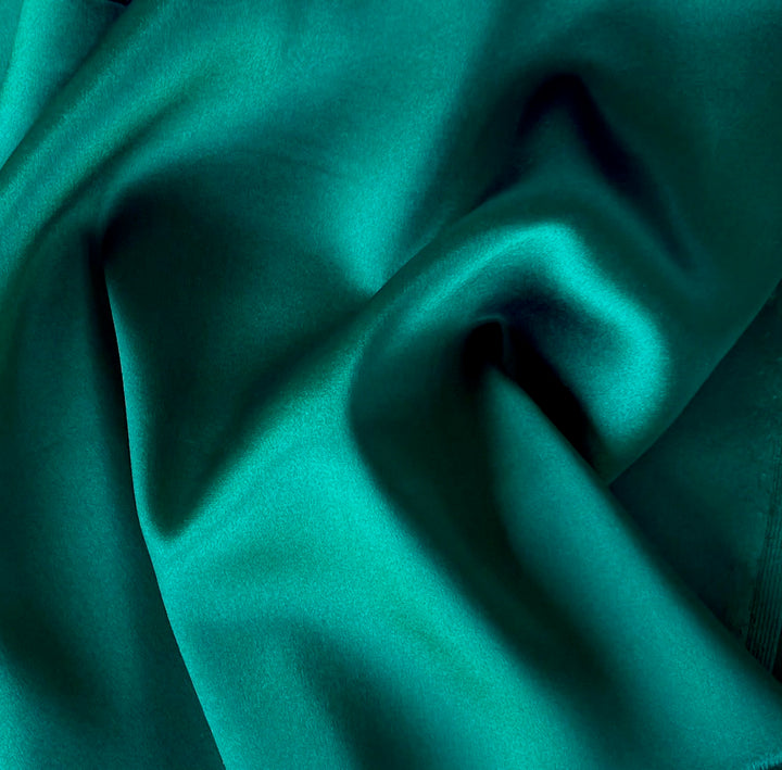 Bright Viridian Stretch Silk Satin Charmeuse (Made in Italy)