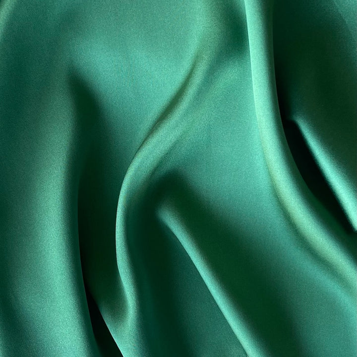 Shamrock Glen Green Stretch Silk Satin Charmeuse (Made in Italy)