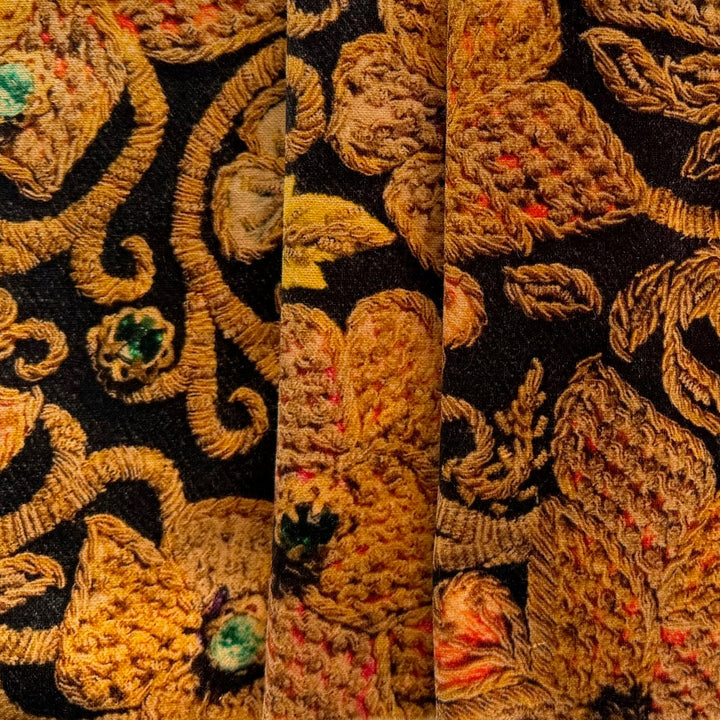 Intricate Saffron Swirls Cotton Velvet (Made in Italy)