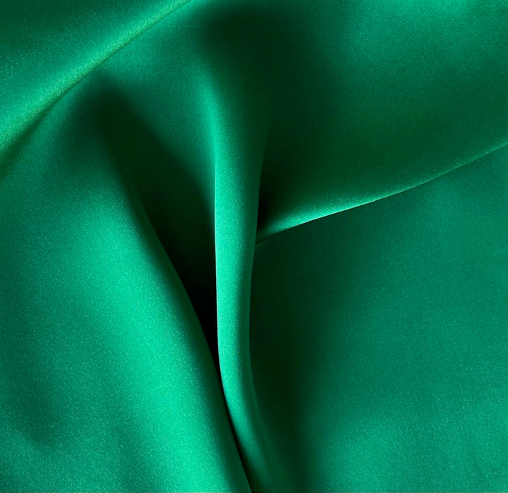 Emerald Glow Silk Satin Charmeuse (Made in Italy)