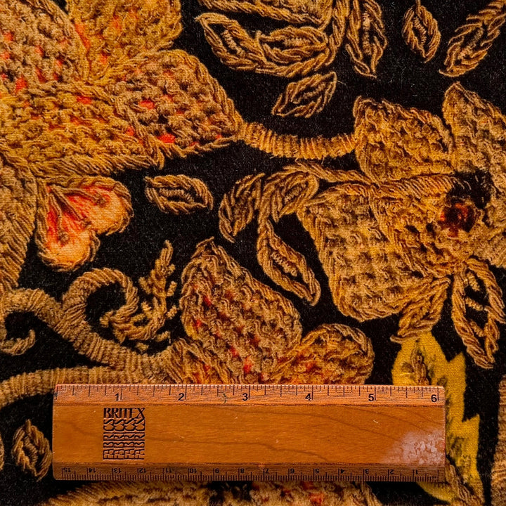 Intricate Saffron Swirls Cotton Velvet (Made in Italy)