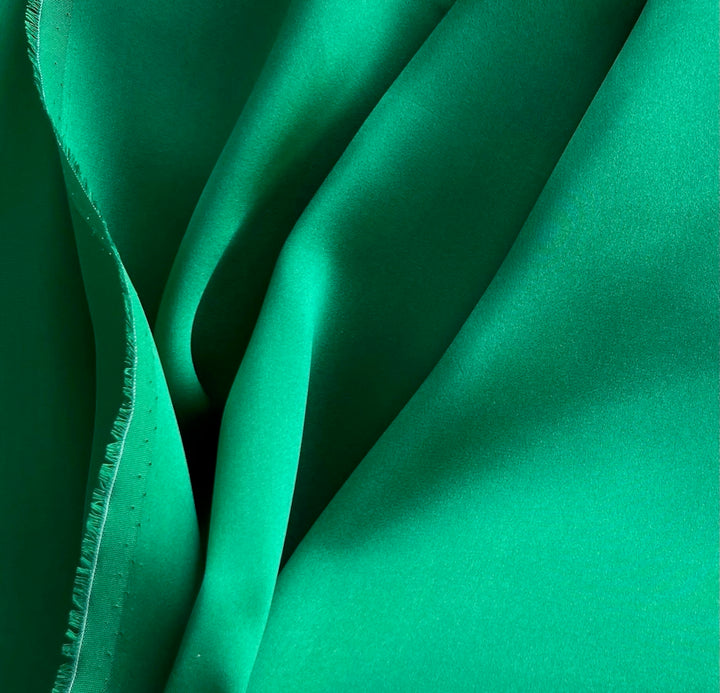 Emerald Glow Silk Satin Charmeuse (Made in Italy)