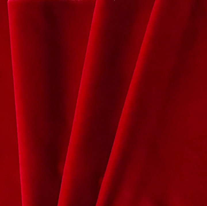 Mid-Weight Brilliant Ruby Red Cotton Velvet (Made in Italy)