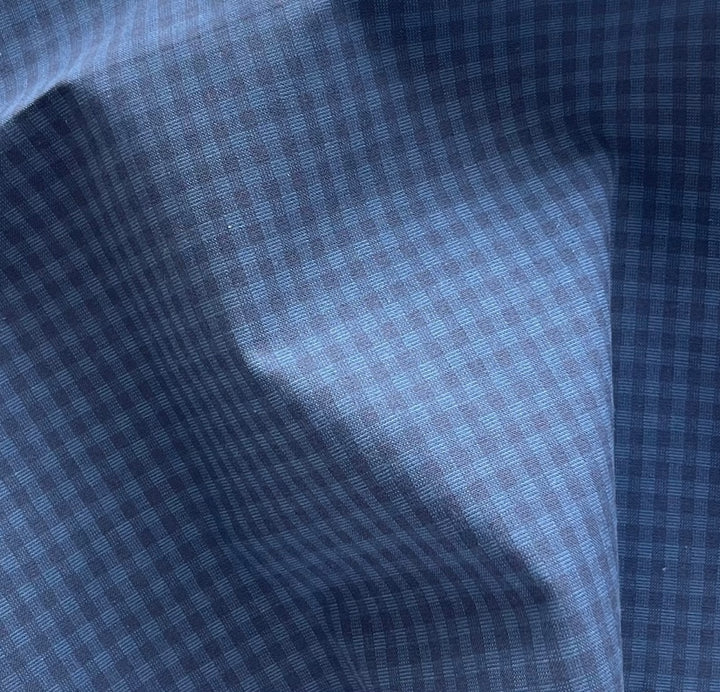 Shades of Denim Checks Cotton Suiting (Made in Italy)