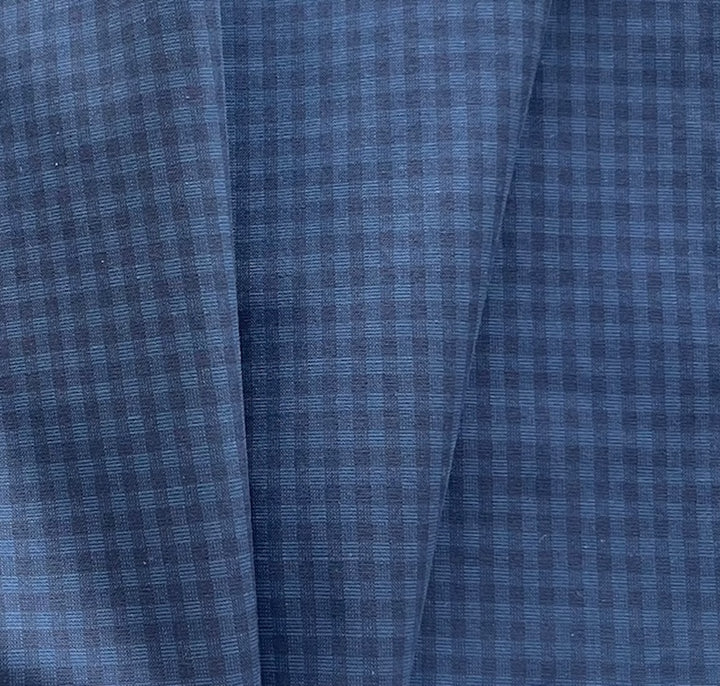 Shades of Denim Checks Cotton Suiting (Made in Italy)