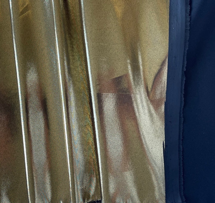 Lighter-Weight Lux Bright Gold Stretch Polyester Blend Lamé (Made in Italy)