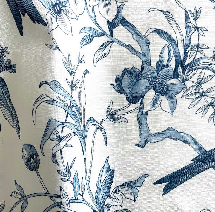 Avian Sapphire & White Cotton Toile (Made in India)