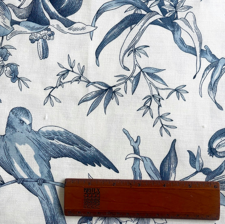 Avian Sapphire & White Cotton Toile (Made in India)