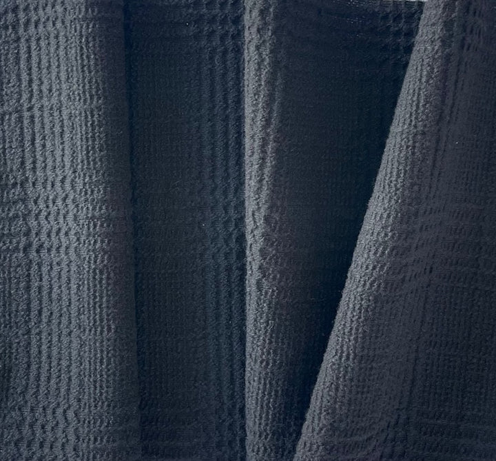 Mid-Weight Soft Black Tone-on-Tone Textured Plaid Wool Blend Made in Italy)