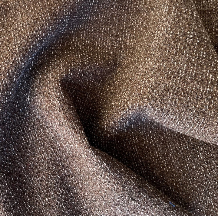 Airy Walnut & Cream Puckered Stretch Wool Tweed (Made in Italy)