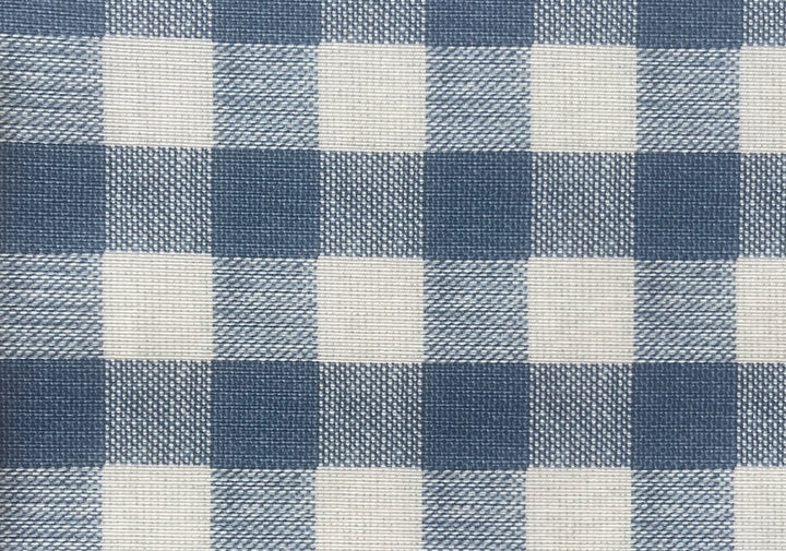 Buffalo Check Steel Blue & Off-White Laminated Cotton (Made in Spain)